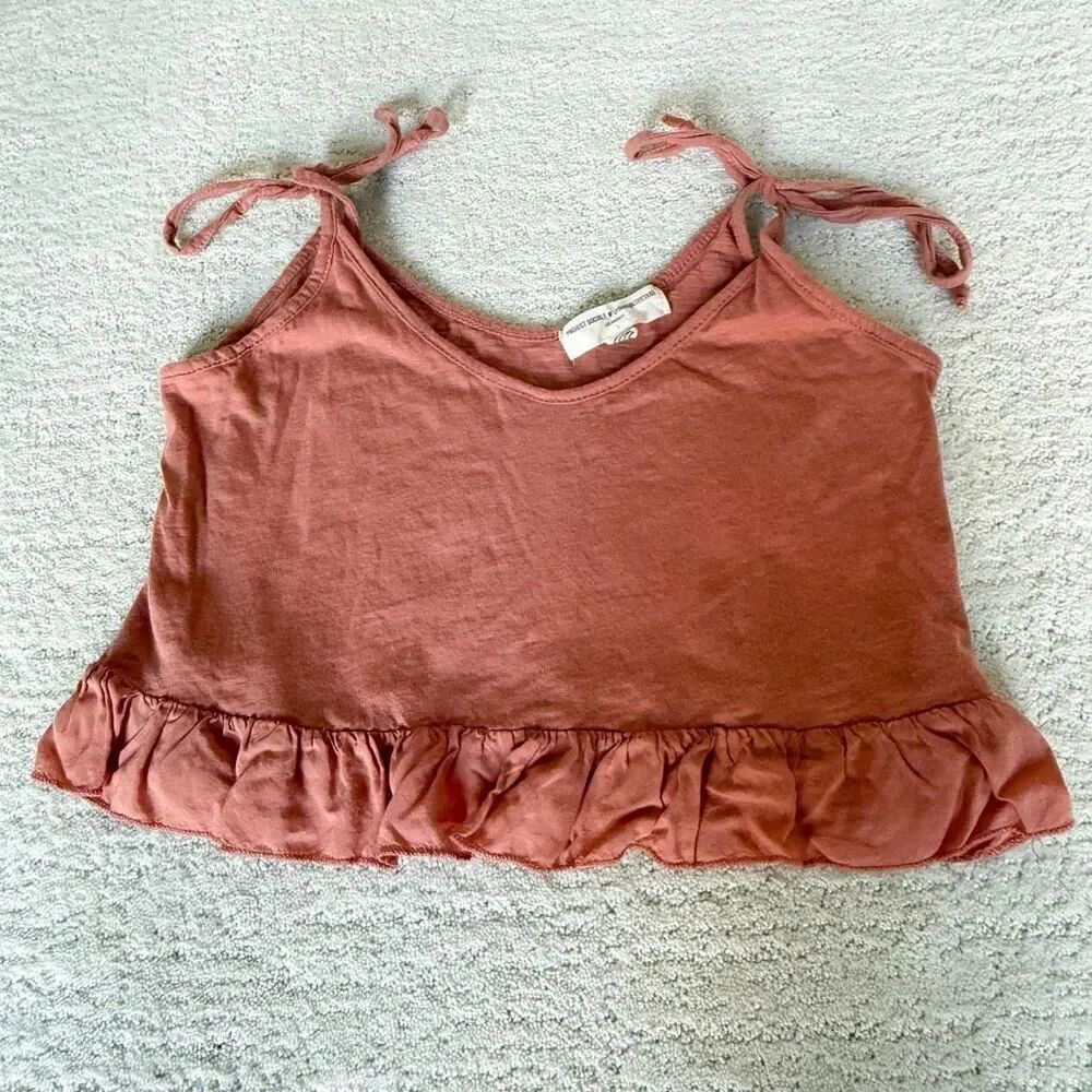 Project Social T x Urban Outfitters Coral Tie Shoulder Cropped Cotton Flutter Wa